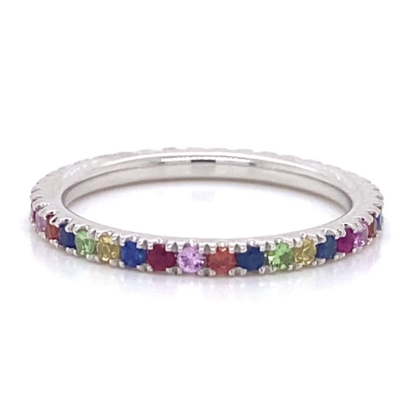 14K White Gold Sapphire, Diamond Wedding Bands from Diamond Designs