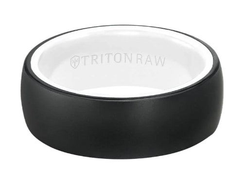 Triton Black Tungsten Carbide White Ceramic Wedding Band Size 10 * - view 2