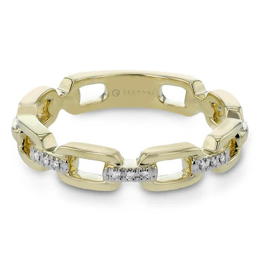 Zeghani Yellow & White 14 Karat Gold  Diamond Fashion Interlocking Ring Size 6.5*