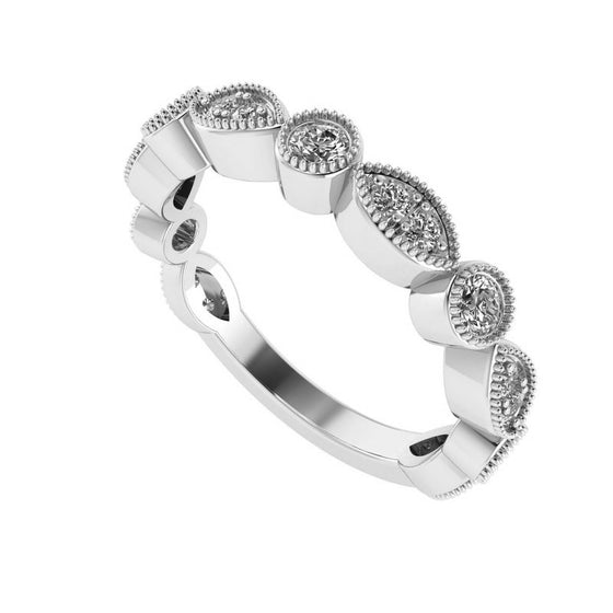 Diamond Designs White 18 Karat Gold Wedding Band Size 6.5 *
