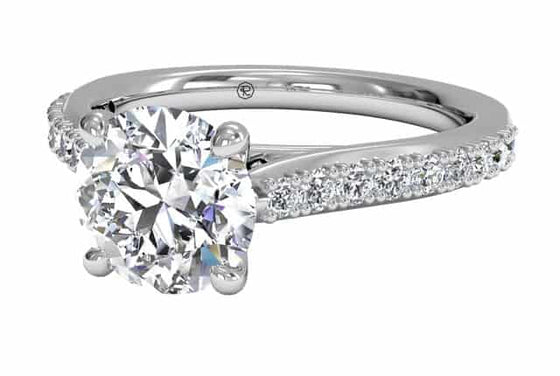Ritani White 14 Karat Gold Diamond Engagement Ring Mounting Size 6.5 *