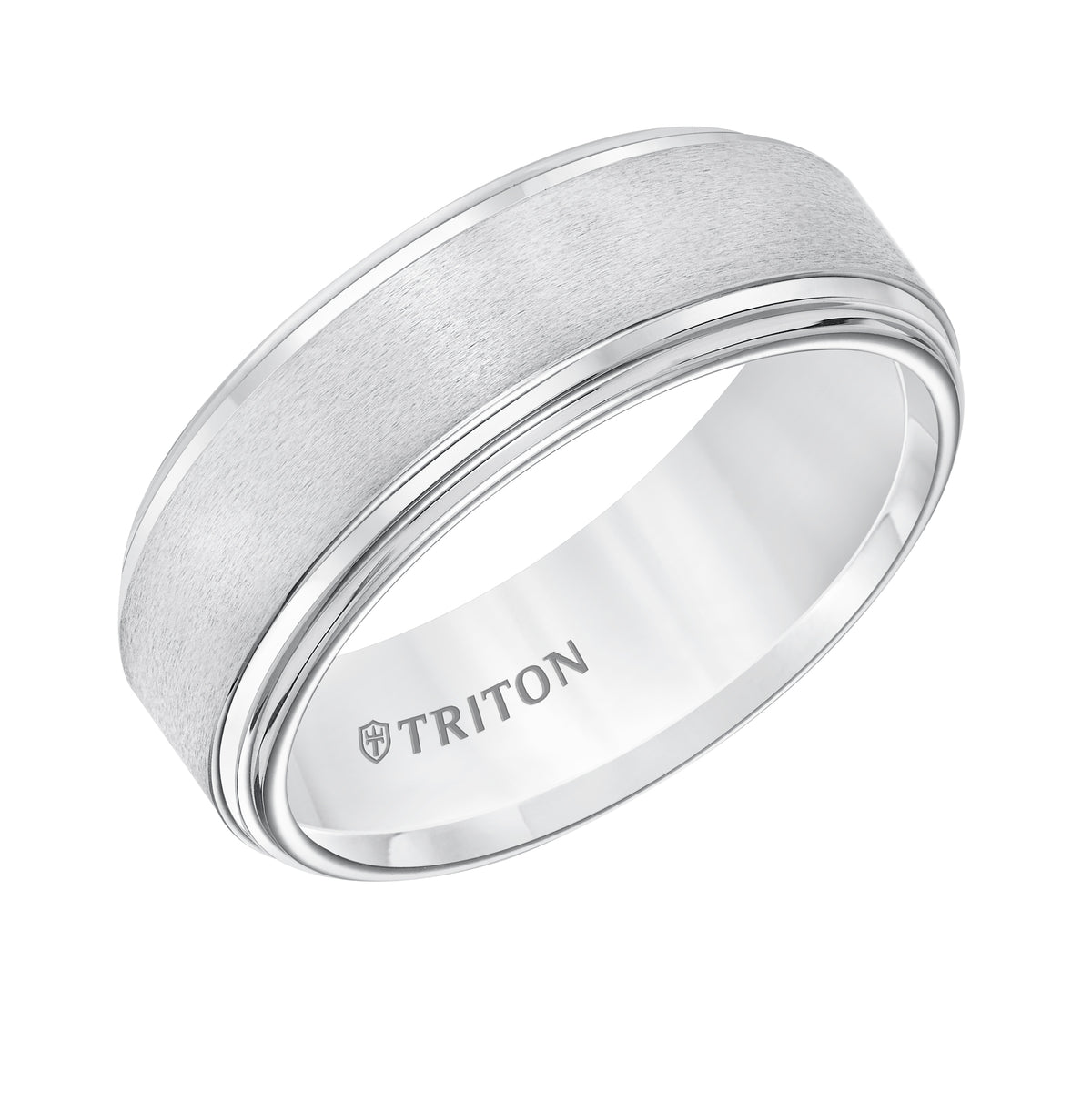 White Tungsten Carbide Satin Wedding Band Size 10 *