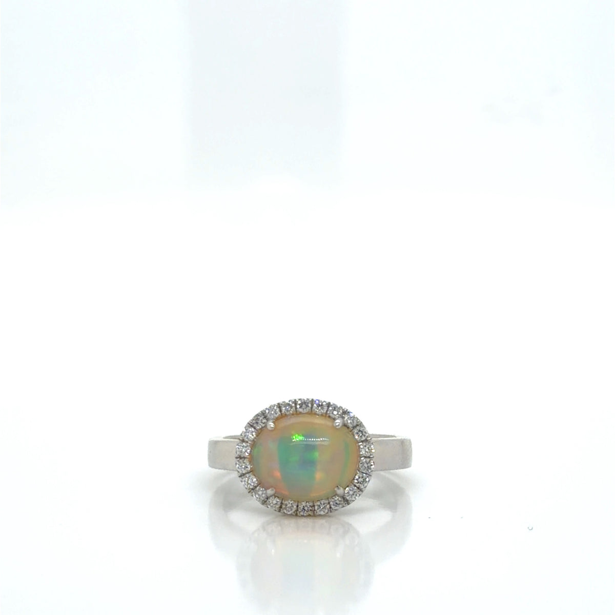 Bassali White 14 Karat Gold Opal Halo Ring * - view 2