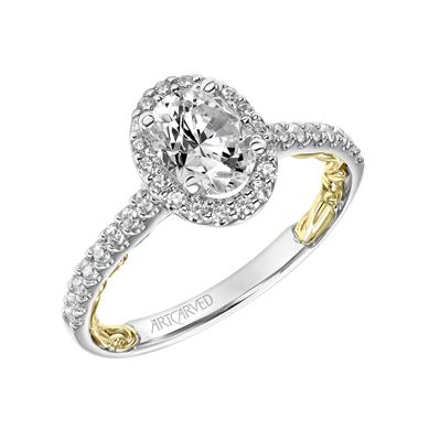 ArtCarved "Falyn" White & Yellow 14 Karat Gold Diamond Engagement Ring Mounting Size 6.5 - view 3