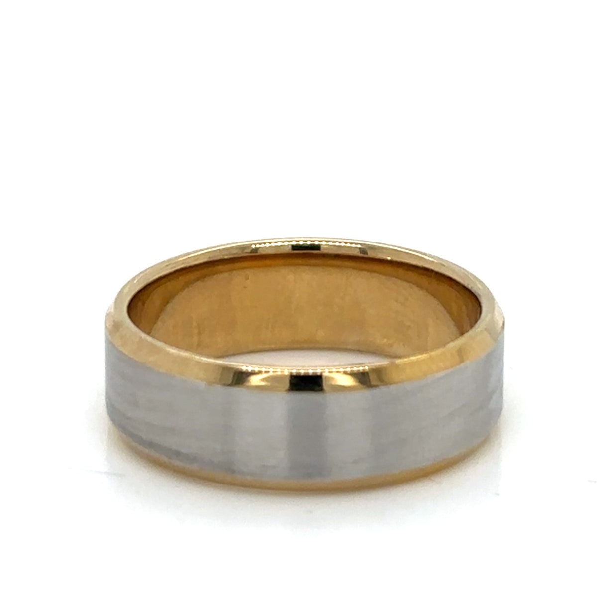 7mm 14K Yellow and White Gold Comfort Fit Wedding Band - view 2