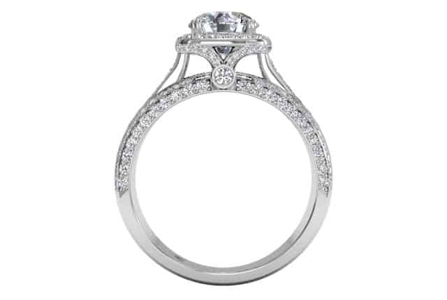 Ritani White 18 Karat Gold Diamond Engagement Ring Mounting Size 6.5 * - view 3
