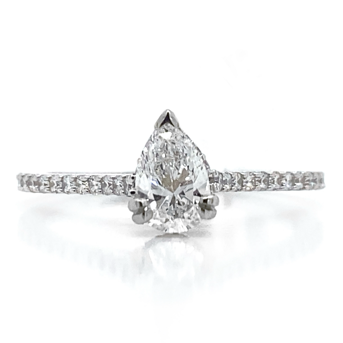 Diamond Designs White 18 Karat Gold Accented Diamond Engagement Ring Size 6.75 *