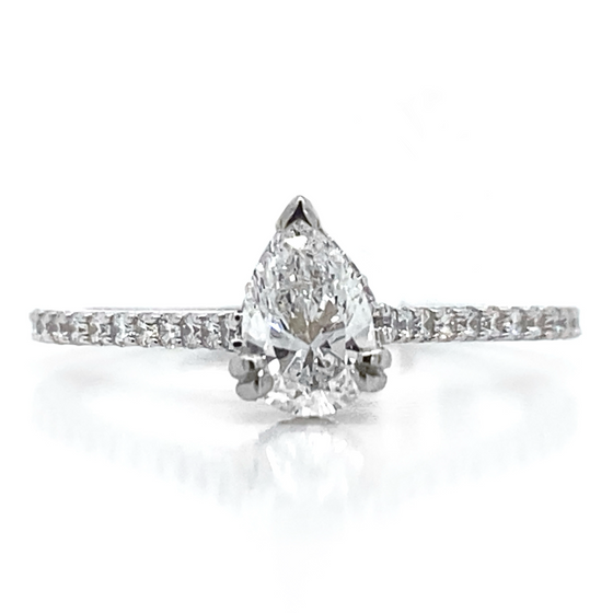 Diamond Designs White 18 Karat Gold Accented Diamond Engagement Ring Size 6.75 *