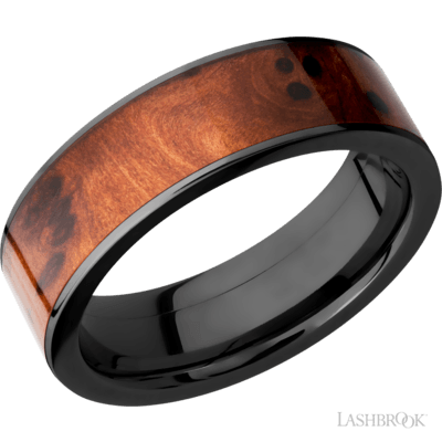 Lashbrook Black Zirconium Thuya Burl Wood Wedding Band Size 10 *