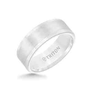 Triton White Tungsten Carbide Satin Wedding Band Size 10.5 *