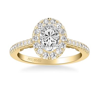 ArtCarved Yellow 14 Karat Gold Diamond Engagement Ring Mounting Size 6.5 - view 2