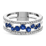 Simon G LR2303 White Gold Diamond and Sapphire Cluster Fashion Ring Size 6.5* - view 2
