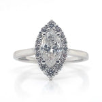 Diamond Designs 18 Karat White Gold Halo Diamond Engagement Ring Size 6.5 *