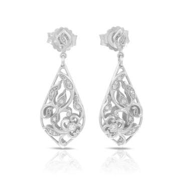 Empress Sterling Silver White/CZ Polished Drop Earrings