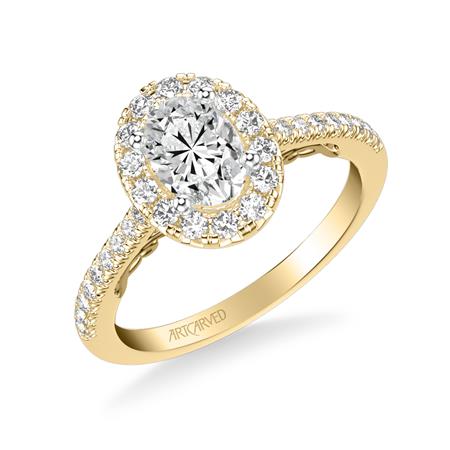ArtCarved Yellow 14 Karat Gold Diamond Engagement Ring Mounting Size 6.5