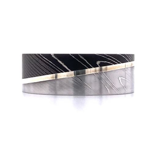 Lashbrook Damascus Steel Stripe Wedding Band Size 10 * - view 2