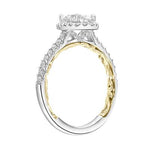 ArtCarved "Falyn" White & Yellow 14 Karat Gold Diamond Engagement Ring Mounting Size 6.5 - view 4