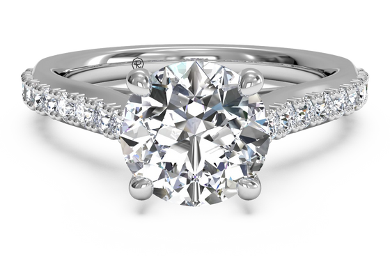 Ritani White 14 Karat Gold Diamond Engagement Ring Mounting Size 6.5 *