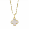 Shy Creation Yellow 14 Karat Gold Mother of Pearl Clover Pendant*