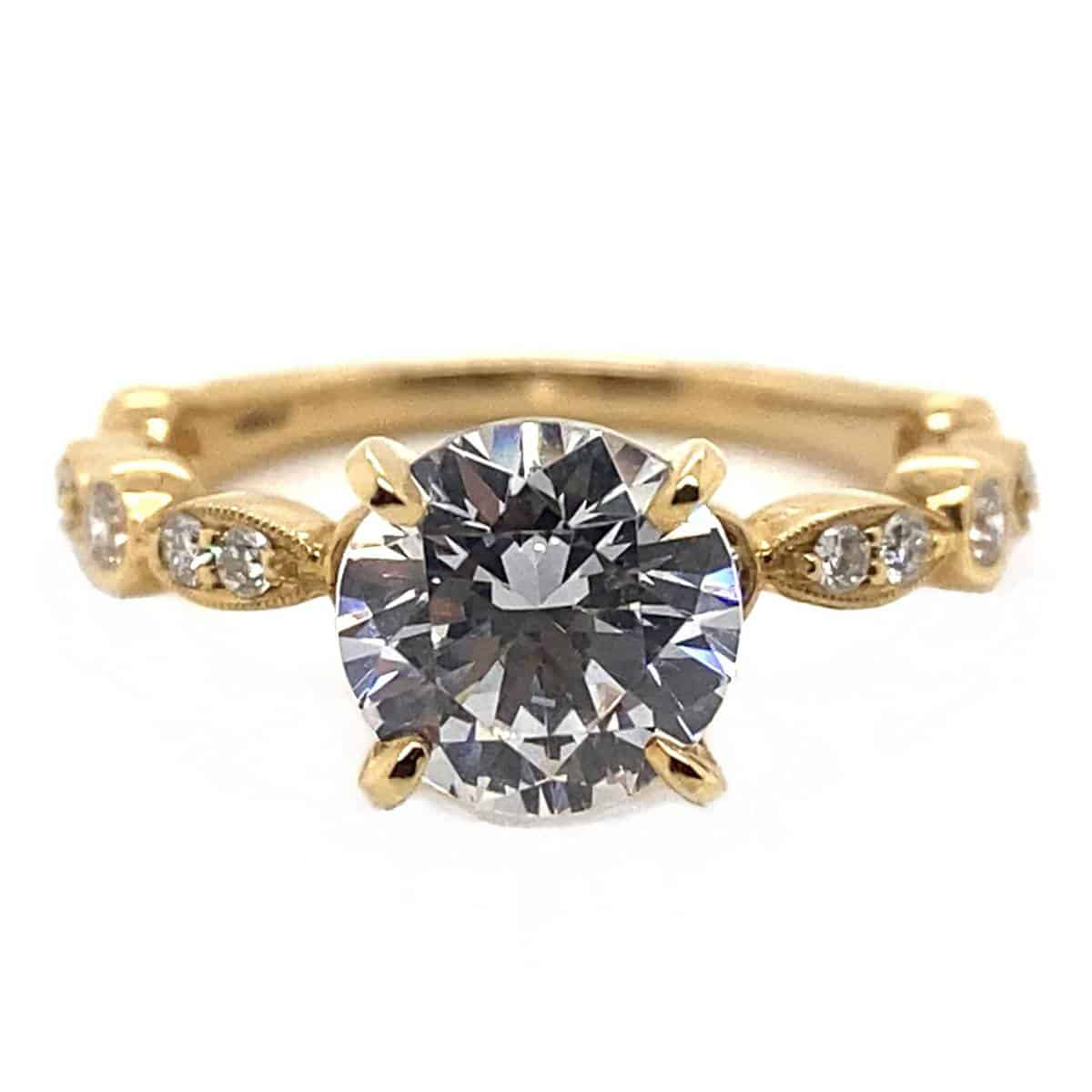 Ritani Yellow 18 Karat Gold Diamond Engagement Ring Mounting Size 6.5 *