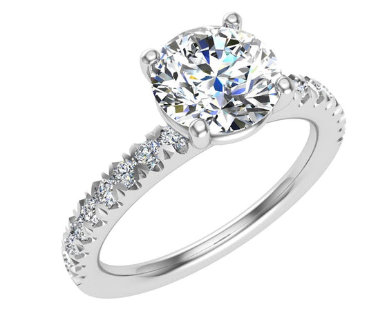 Diamond Designs White 18 Karat Gold Lab Grown Diamond Engagement Ring Size 6.5 *