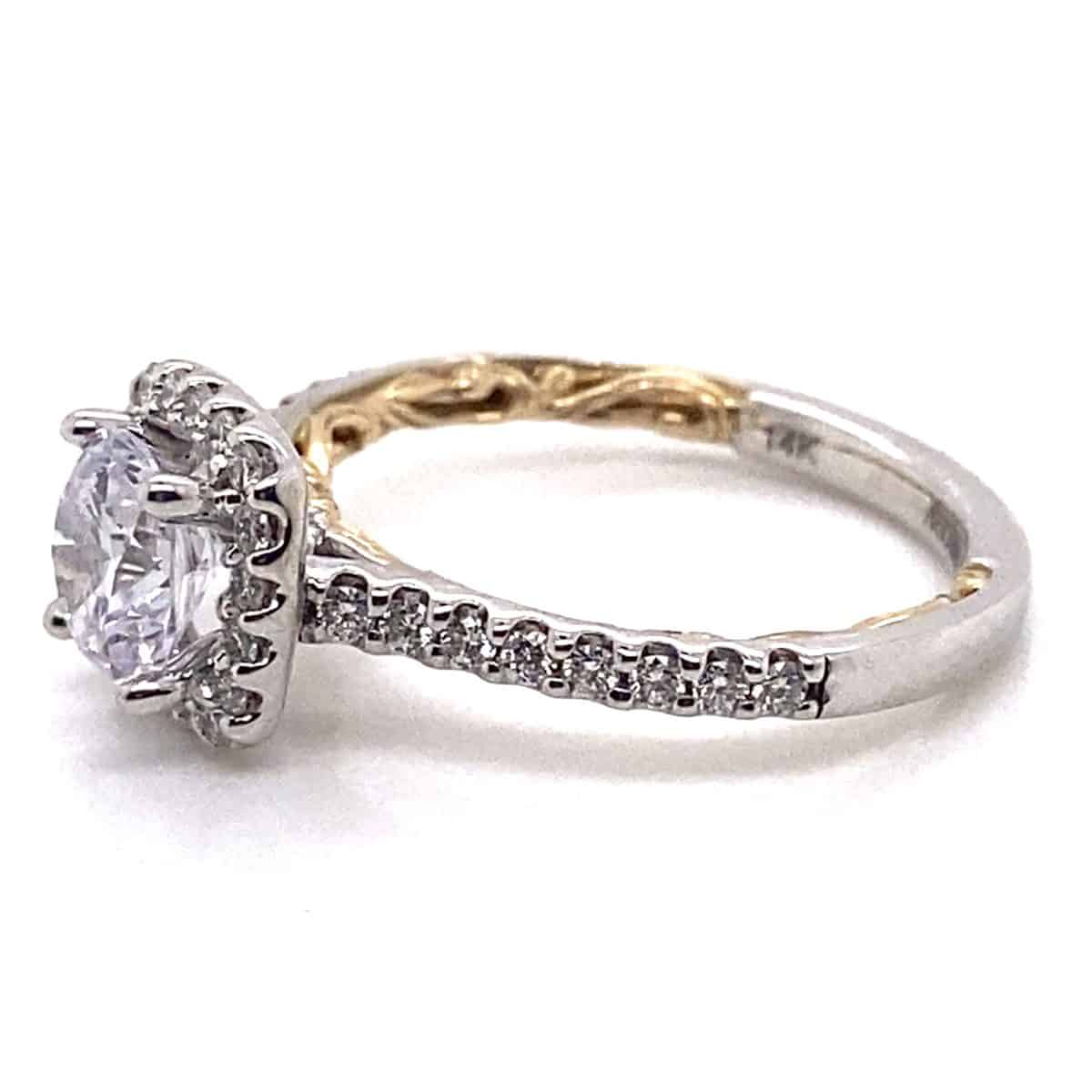 ArtCarved "Mellie" White & Yellow 14 Karat Gold Diamond Engagement Ring Mounting Size 6.5 - view 2