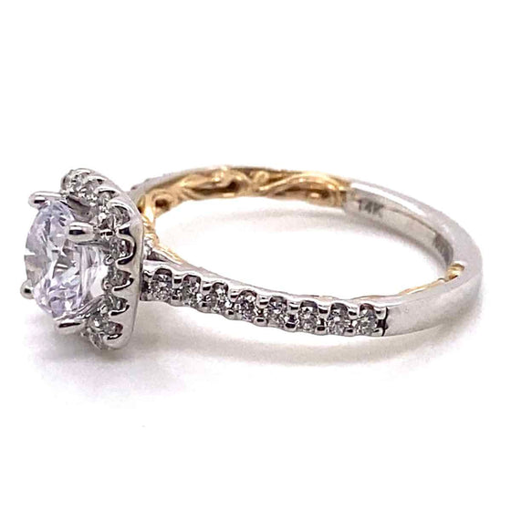 ArtCarved White & Yellow 14 Karat Gold Diamond Engagement Ring Mounting Size 6.5 *
