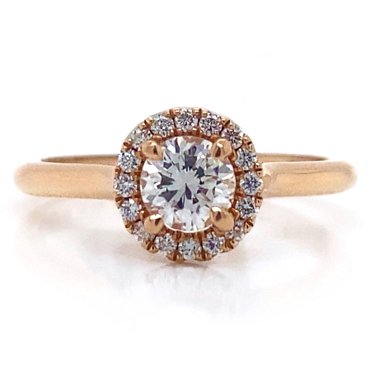Diamond Designs Rose 18 Karat Gold Halo Diamond Engagement Ring Size 6.5 *
