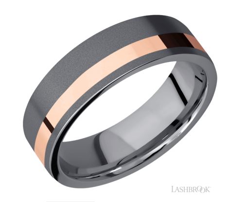 Lashbrook Grey Tantalum 14 Karat Rose Gold Wedding Band Size 10 *
