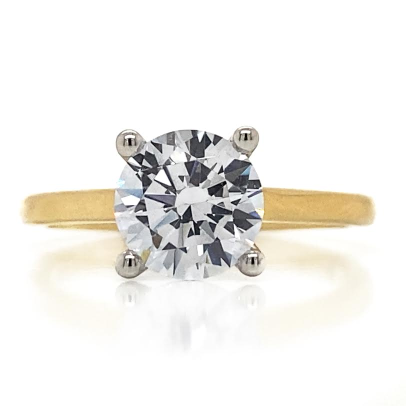 Diamond Designs Yellow & White 18 Karat Gold Diamond Engagement Ring Mounting Size 6.5 *