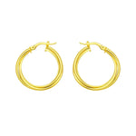 14K Yellow Gold Interlocking Medium Trinity Hoop Earrings, view 2