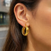 14K Yellow Gold Interlocking Medium Trinity Hoop Earrings, view 3