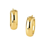 14K Yellow Gold Wide Medium Hoop Earrings with Snap Lock, view 2