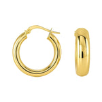 14K Yellow Gold Wide Medium Hoop Earrings with Snap Lock, view 3