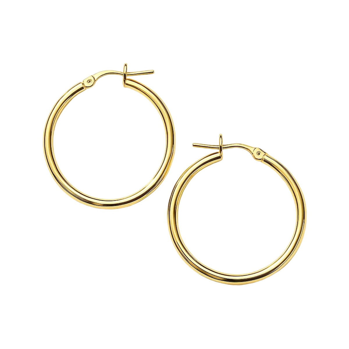 14K Yellow Gold Polished Hoop Earrings (2x25.00 mm)