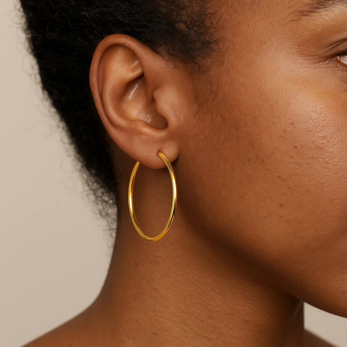 14K Yellow Gold Polished Hoop Earrings (2x25.00 mm), view 4