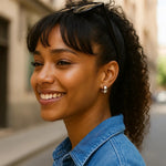 Sterling Silver C Hoop Earrings, view 2