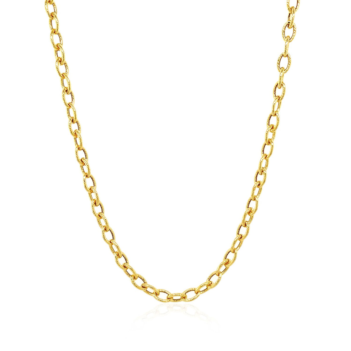 14k Yellow Gold Pendant Chain with Textured Links (3.3 mm), view 2