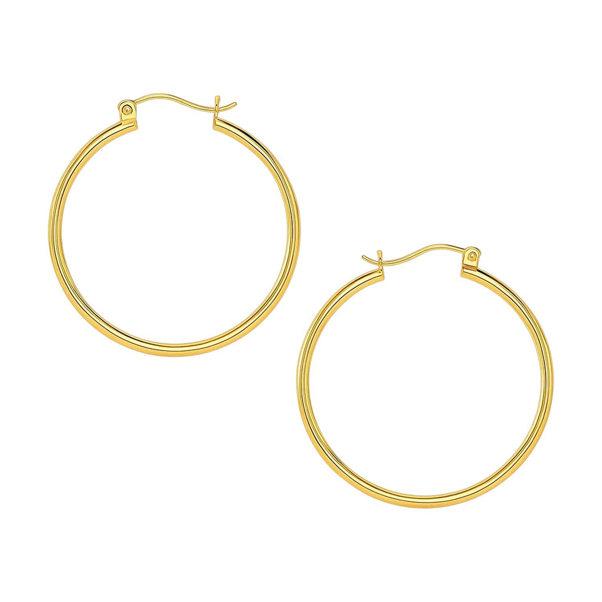 14K Yellow Gold Polished Hoop Earrings (1.5x40.00 mm)