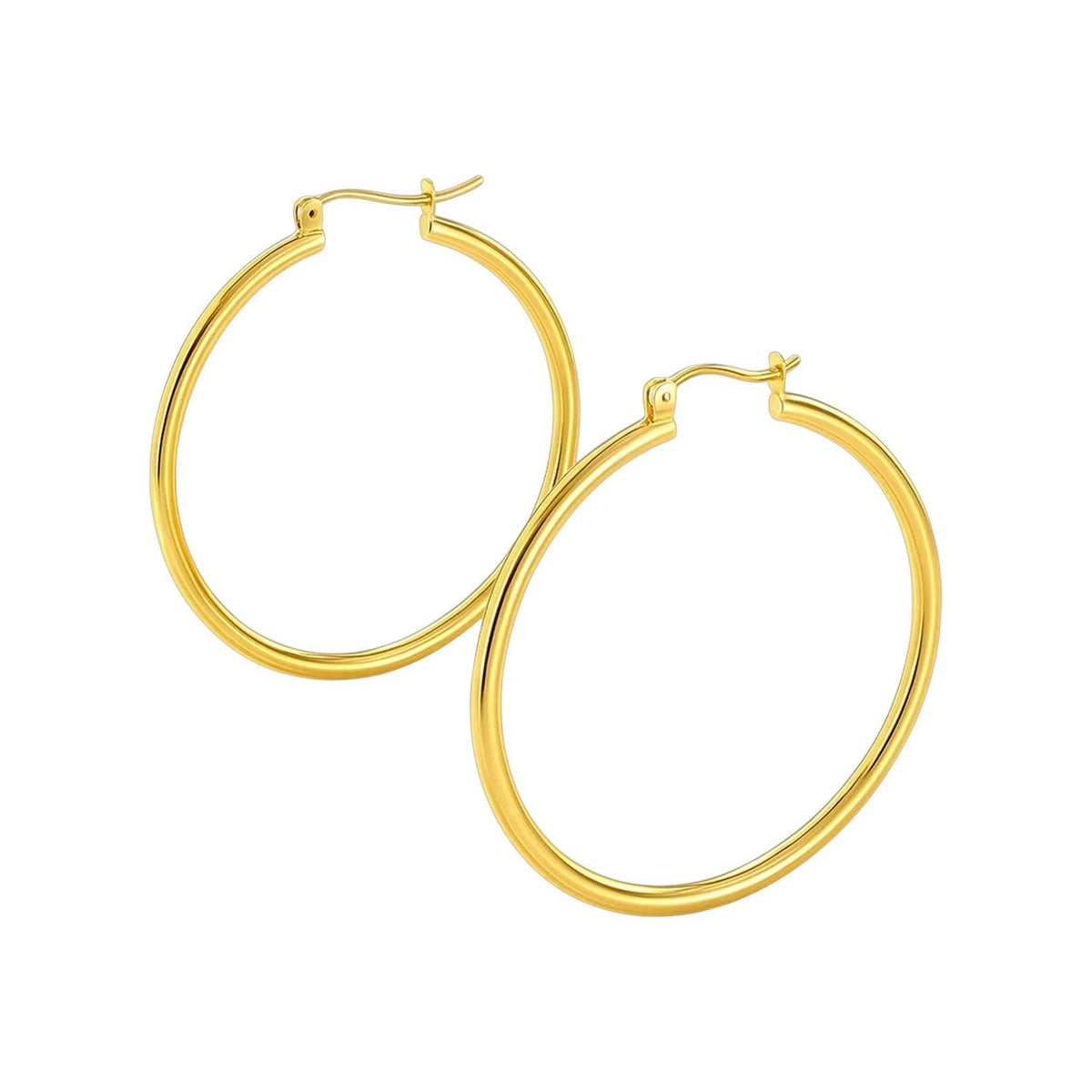 14K Yellow Gold Polished Hoop Earrings (1.5x40.00 mm), view 2
