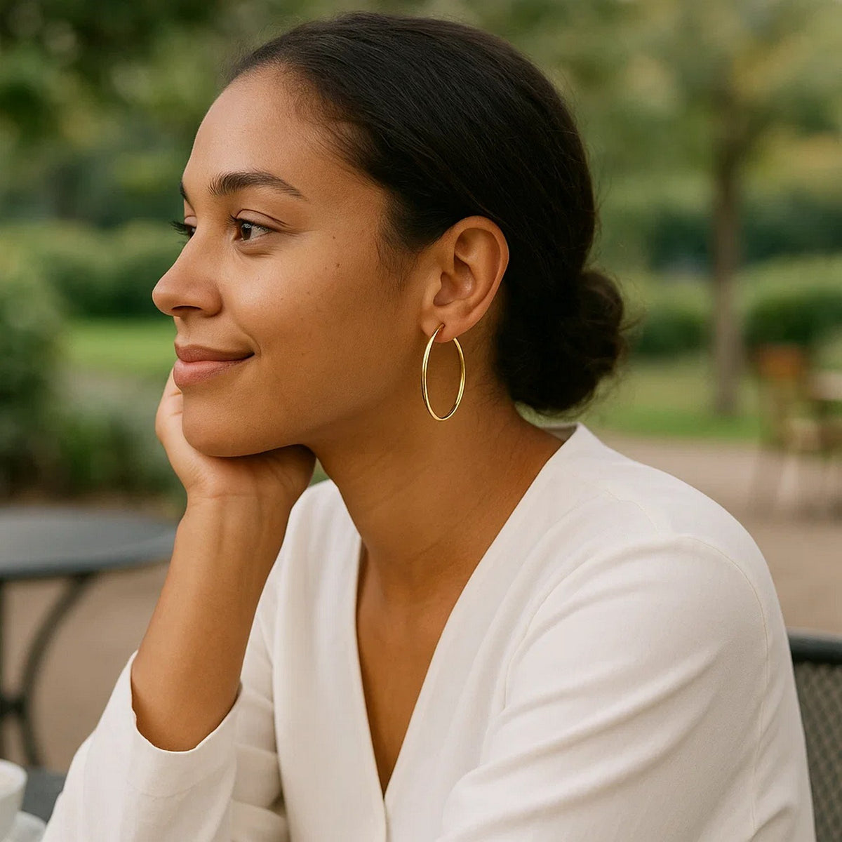 14K Yellow Gold Polished Hoop Earrings (1.5x40.00 mm), view 4