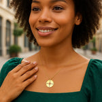 14K Yellow Gold Necklace with Compass, view 3