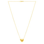 Small Puffed Heart Necklace in 14K Yellow Gold, view 2