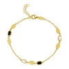 14K Yellow Gold Onyx And MOP Inlay Links Bracelet