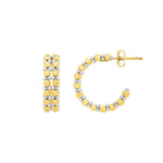 Gold Hoop Earrings with Pallina Beads in 14K Two Tone Gold (5.6x20.00 mm), view 2