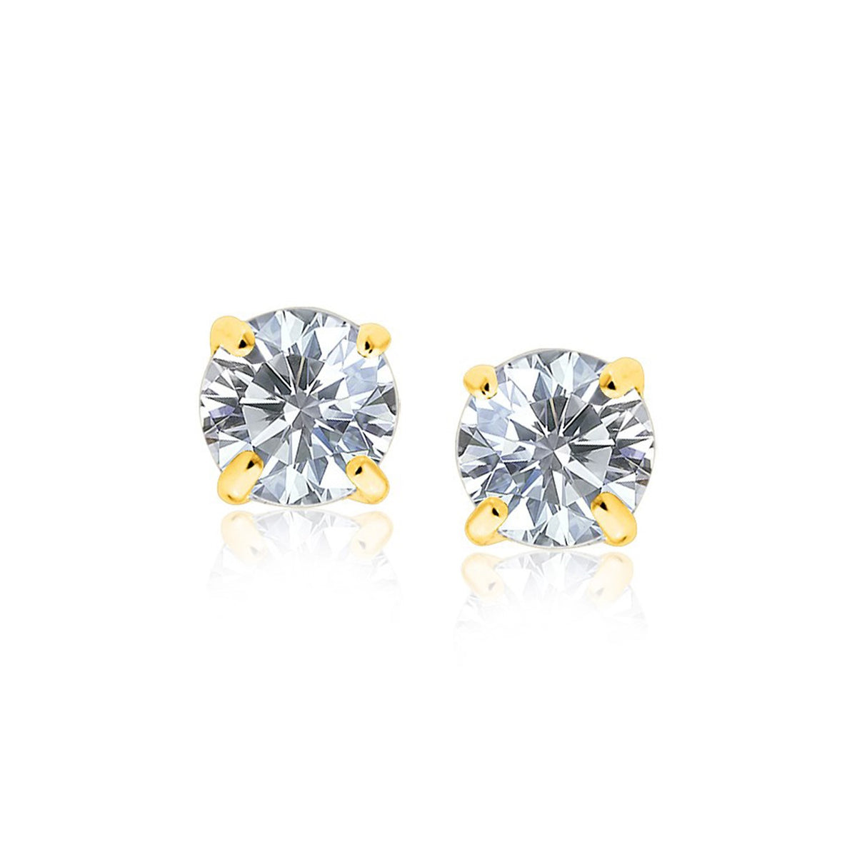 14K Yellow Gold 8.0mm Round CZ Stud Earrings