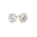 14K Yellow Gold 8.0mm Round CZ Stud Earrings, view 2