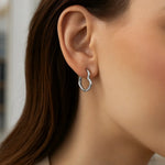 10K White Gold Heart Hoop Earrings, view 2