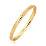 14K Yellow Gold Dome Style Childrens Bangle with Diamond Cuts (5.50 mm)