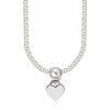 Sterling Silver Rhodium Plated Rolo Chain Necklace with a Heart Toggle Charm